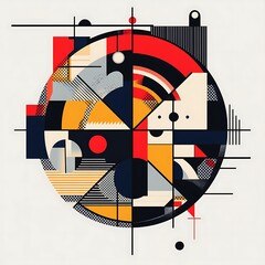 Wall Mural - Abstract Geometric Composition with Red, Yellow, and Blue Colors