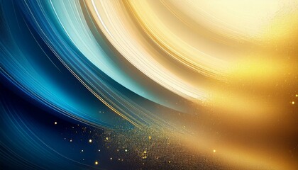 Wall Mural - Elegant abstract design with sweeping curves of blue and gold. Ideal for corporate branding, digital backgrounds, or sophisticated visual presentations.