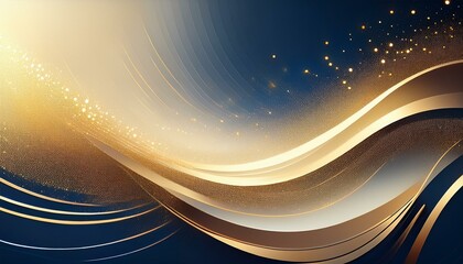 Wall Mural - Elegant abstract design with sweeping curves of blue and gold. Ideal for corporate branding, digital backgrounds, or sophisticated visual presentations.