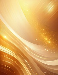 Wall Mural - A glowing, golden abstract background with flowing lines and sparkling light particles. Perfect for festive, celebratory, or magical themes in design, presentations, or digital art.