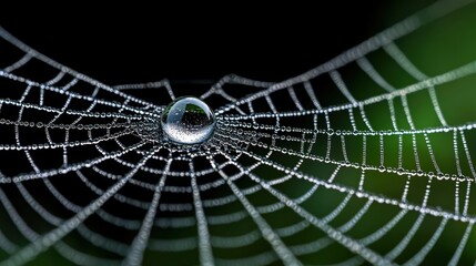 Dew Drops on Spider Web Macro Photography