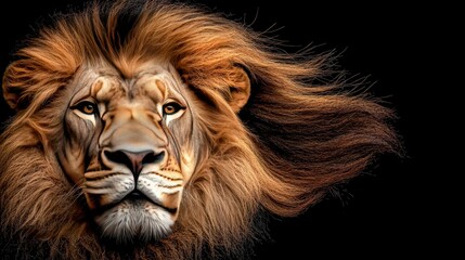 Sticker - Majestic Lion with Flowing Mane Close Up