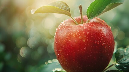 Sticker - Red Apple with Dew Drops