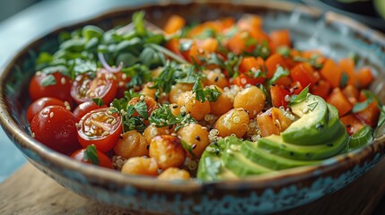 Colorful and Healthy Vegan Buddha Bowl