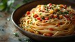 © Jack - Pasta Made from Insect Flour: A plate of spaghetti made from cricket flour, served with a colorful vegetable sauce.