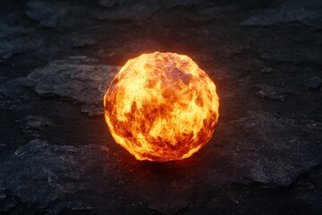 Sticker - Fiery sphere of energy on dark background