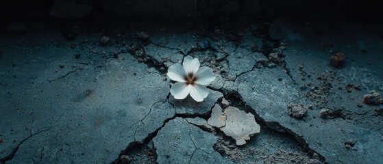 Canvas Print - Delicate flower blooming in cracked earth