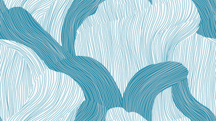 Abstract seamless pattern featuring fluid shape lines with soft neutral blue and pink tones