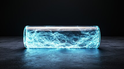 Wall Mural - Glowing glass block with electric plasma discharge