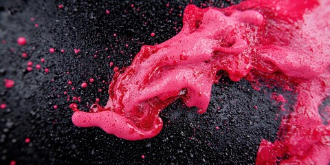 Canvas Print - Vibrant red liquid splash on black background