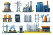 © Wel - Sets of flat picture of power plant generators