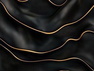 Wall Mural - abstract dark wavy background with golden lines