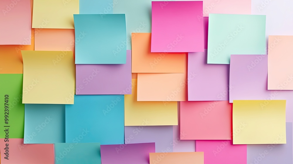 Blank mock up wall of colorful sticky notes design - post it - for work ...