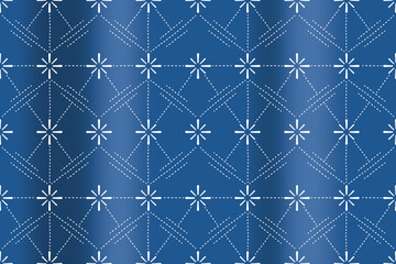 Wall Mural - Indigo navy blue geometric traditional ethnic pattern Ikat seamless pattern border abstract design for fabric print cloth dress carpet curtains and sarong Aztec African Indian.