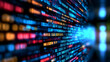© Neural9 Project - Abstract Digital Background with Colorful Binary Code Lines and a Blurry Lights in the Background