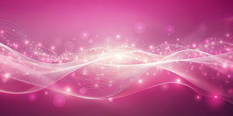 Wall Mural - Abstract pink and white shimmering wave with glowing particles and soft blurred lights
