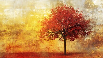 Wall Mural - Autumnal Tree on a Textured Background