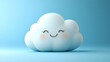 © Earny - Cute smiling cartoon cloud on a soft blue background, perfect for children's designs and joyful themes.