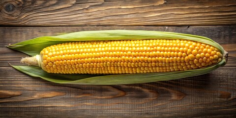 Yellow fresh corn cob in husk top view, corn, cob, yellow, fresh, husk, top view, vegetable, agriculture, organic, sweet, summer