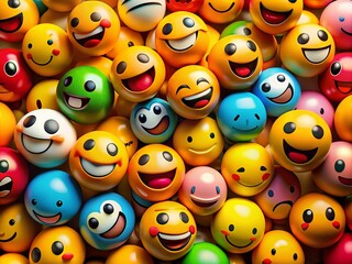 Colorful Emoji Collection Displaying Various Emotions and Expressions for Digital Communication Use