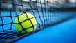 © Panuwat - Close-up tennis ball net is bright yellow blue