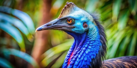 Wall Mural - Large flightless bird native to Australia and New Guinea with vibrant blue and black plumage