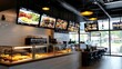© Panuwat - Interior fast food restaurant has modern industrial mock up
