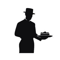 Professional Baker Silhouette Isolated on White Background – Vector Illustration