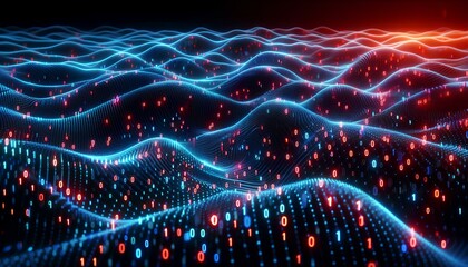 Flowing Binary Code Landscape in 3D