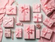 © shrinay - top view of pastel pink Gifts and present