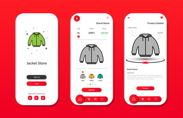 Wall Mural - online jacket store design for mobile app. graphical user interface for responsive mobile app