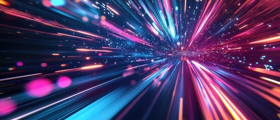 Wall Mural - dynamic abstract background featuring vibrant lights and colors, representing speed and motion in a 