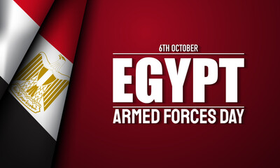 Wall Mural - Egypt Armed Forces Day Background Design with waving Egyptian Flag illustration.