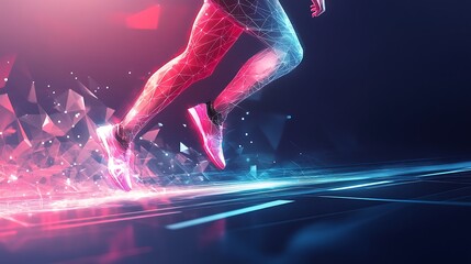 Poster - Digital Runner in a Neon Glow