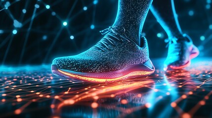 Poster - Futuristic Runner with Glowing Sneakers