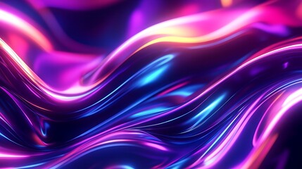 Poster - Abstract Neon Flowing Swirls