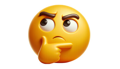 thinking emoji with pensive expression, representing deep thought, curiosity, or contemplation in a 