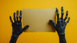 © Atlas - Scary black hands hold a blank sheet of paper, created with Generative AI technology.