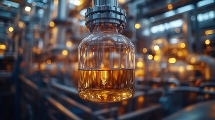 Poster - Close-up of a glass container in a refinery