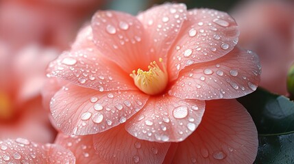 Close-up of a pink flower with water droplets, showcasing nature's beauty.