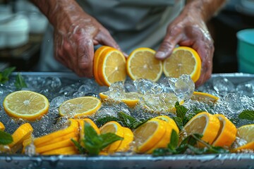 Wall Mural - Lemons in Ice