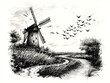 © Anuson - sketch of windmill in the city