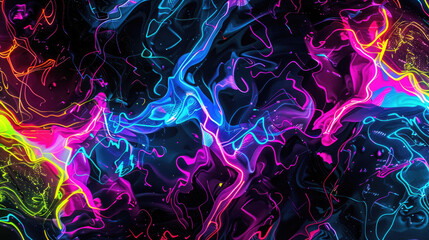 Vibrant abstract background featuring fusion of neon colors and fluid shapes, creating dynamic and energetic visual experience. interplay of colors evokes sense of movement and creativity