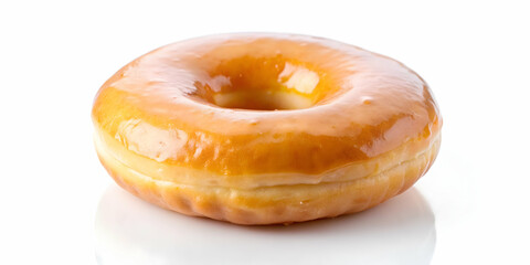 Glazed donut cutout on a white background , donut, glazed, sweet, dessert, treat, icing, sugar, bakery, snack, delicious, round