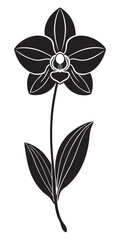 Sticker - Orchid flower silhouette vector illustration on a white background