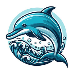 Poster - Vector dolphin jumping out of the water