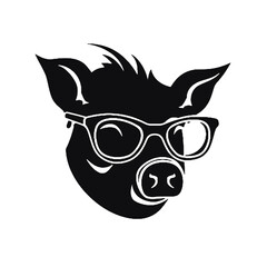 Pig head icon. Swine logo. Animal label. Piggy mascot. T shirt print.