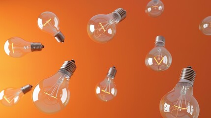 Sticker - A playful 3D light bulb on vibrant orange sparks ideas and invites creativity, perfect for dynamic brainstorming sessions.