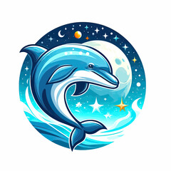 Poster - Vector dolphin jumping out of the water