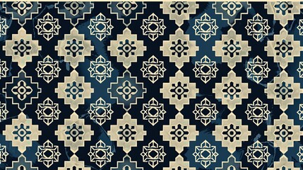 Wall Mural - Abstract Geometric Pattern with Blue and Beige Color Scheme